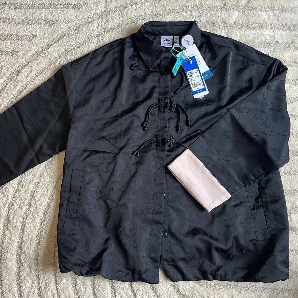 Adidas Originals Chinese New Year Tang Black Jacket with Pink Sleeve Cuffs